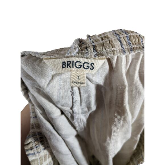 Briggs Linen Blend‎ Striped Pull On Shorts Pockets Beige Large Above Knee Casual - Picture 8 of 10